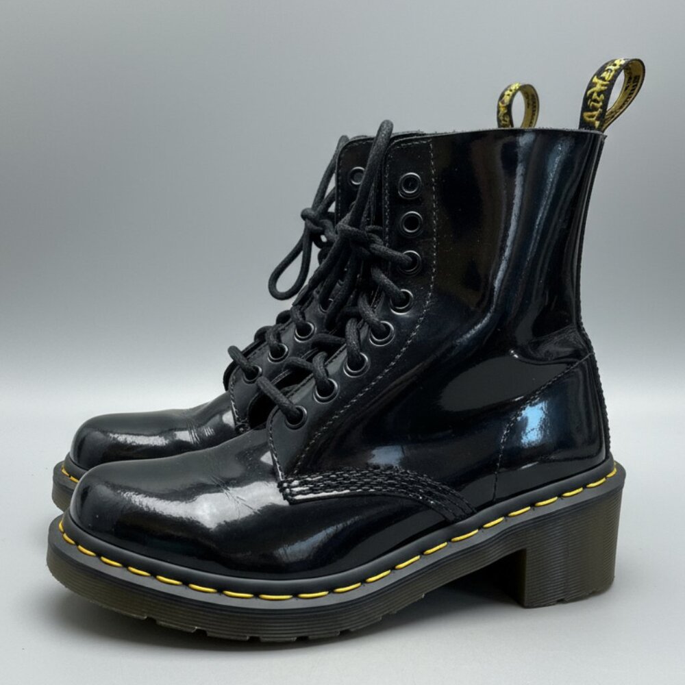 Doc Martens black patent Clemency boots, size 5, LIKE NEW!